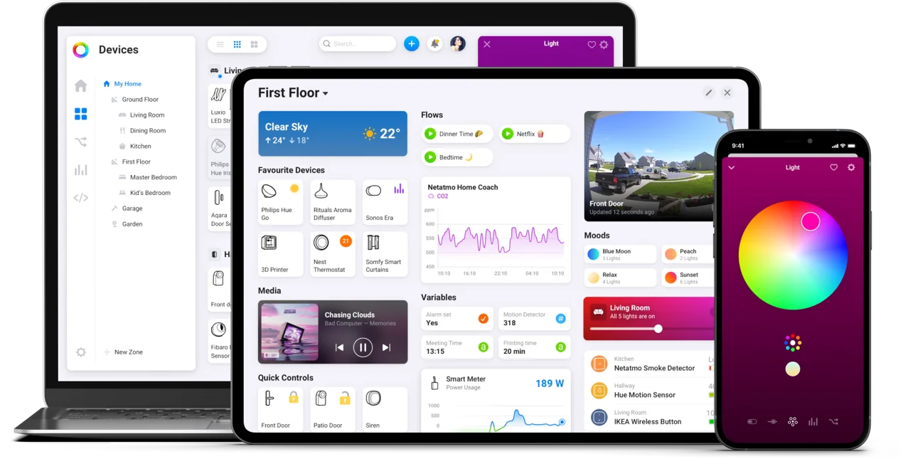 Homey Cloud dashboard